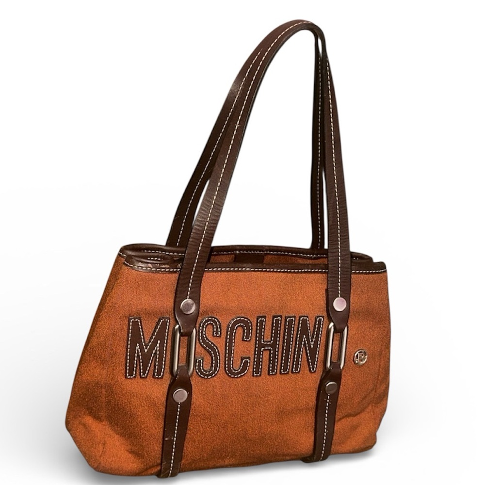 Moschino Tan Shoulder Bag with Bold Logo